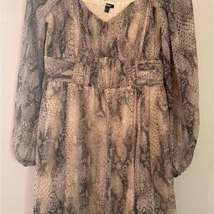Express Long Sleeve Snake Print Dress